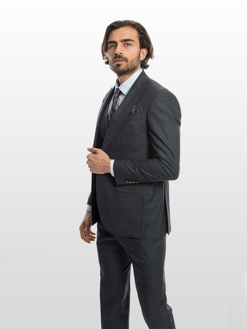 one-button-peak-lape-checked-flap-pocket-3-piece-men-suit-7C7