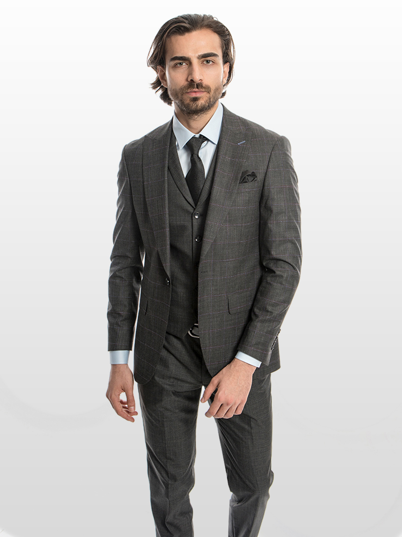 one-button-peak-lapel-checked-flap-pocket-3-piece-men-suit-10a