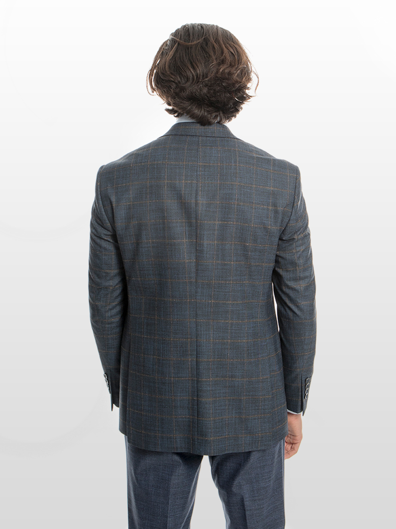 one-button-peak-lapel-navy-blue-checked-combination-flap-pocket-3-piece-men-suit-11d